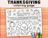 Thanksgiving Coloring Placemat For Kids, Printable Turkey Activity Table Paper Mat, Thanksgiving Games, Fall Coloring Pages