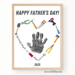 Cadeau fête des pères, menuisier constructeur, empreinte de main, cadeau pour papa d'un bébé, bébé, tout-petit, papa pour la première fois