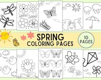 Spring Coloring Pages, Activity Printables for Kids, Coloring Book Sheets, Preschool Daycare Curriculum, Springtime Craft