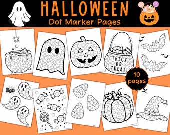 Halloween Dot Marker Printable Pack, Fun Preschool Daycare Activity Pages, Fall Coloring Sheets Pages, Pumpkin Ghosts Dots Art Markers