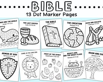 Bible Dot Marker Art, Church Sunday School Do A Dot Coloring Pages, Christian Church Activity, Toddler Prayer Craft, Children’s Bible Verse