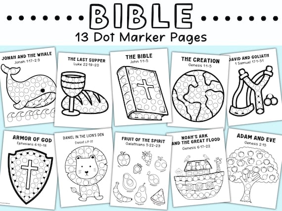 Bible Dot Marker Art, Church Sunday School Do A Dot Coloring Pages, Christian Church Activity, Toddler Prayer Craft, Children’s Bible Verse