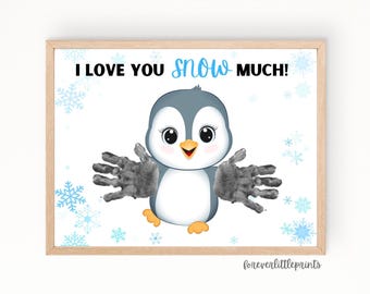 Penguin Handprint Craft for Kids Baby Toddler, Winter Handprint Art, Snow Preschool Daycare Activty, Penguin Gift, Snow Day Project Penguins