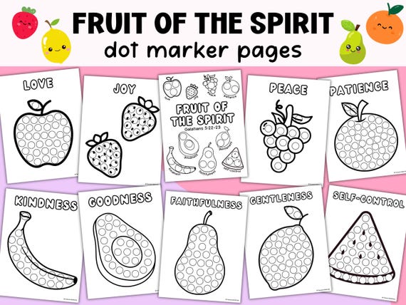 Fruit of the Spirit Dot Marker Activity Pages Sunday School Bible Do A Dot Marker Jesus Coloring Sheets Preschool Church Craft Religious