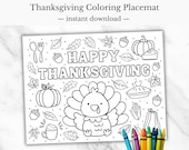Thanksgiving Coloring Placemat For Kids, Printable Turkey Activity Table Paper Mat, Thanksgiving Games, Fall Coloring Pages