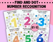Number Recognition Dot Marker Activity Pages, Do A Dot Marker Coloring Sheets, Preschool and Kindergarten Curriculum, Fine Motor Matching