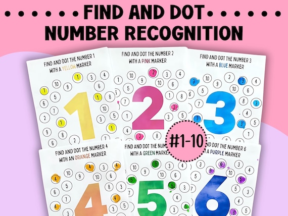 Number Recognition Dot Marker Activity Pages, Do A Dot Marker Coloring Sheets, Preschool and Kindergarten Curriculum, Fine Motor Matching