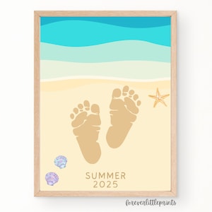 Summer Handprint Art for Kids Toddler Infant, Beach Vacation, Ocean Footprint Craft, Daycare Preschool Activity
