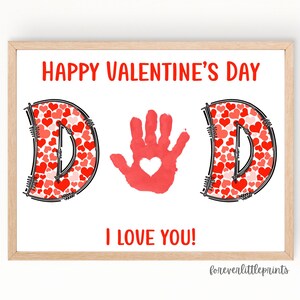 Papa Valentinstag Handabdruck Kunst für Kleinkinder Baby Kinder, Valentinstag Geschenk für Papa von Baby Kind, neue Papa Ehemann VDay Karte, Footprint Craft