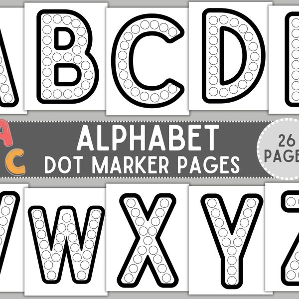 Alphabet Dot Marker Activity Pages, Do A Dot Marker Coloring Sheets, Preschool and Daycare Activity, Fine Motor Coloring Printable