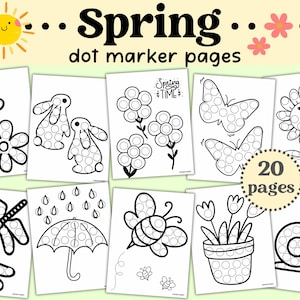 Spring Dot Marker Worksheet, Do A Dot Marker Coloring Preschool and Daycare Activity, Springtime Coloring Page, Dot Stickers Printable