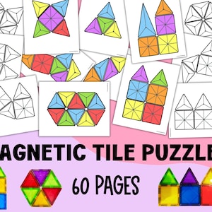 Plantillas de fichas magnéticas, patrón de fichas magnéticas, rompecabezas con tarjetas de actividades, motricidad fina para niños pequeños, ideas para bloques de construcción