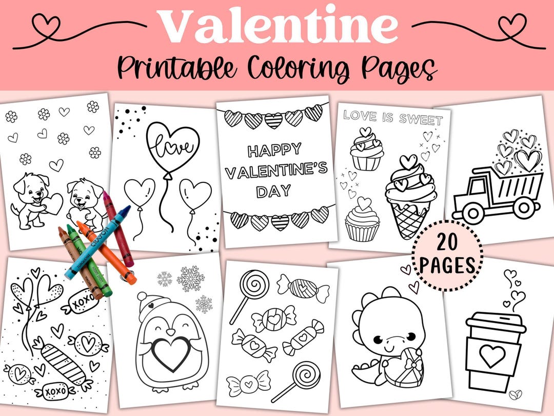 Valentines Coloring Pages for Kids, Valentine’s Day Activity for ...
