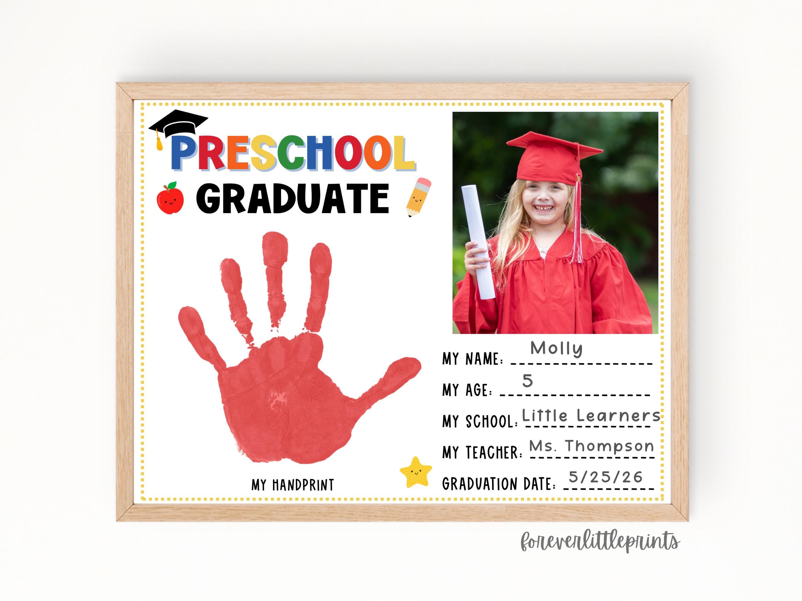 Preschool Graduation Keepsake, Last Day of Preschool Handprint, Pre-k Graduate Interview Questionnaire, End of Preschool Activity
