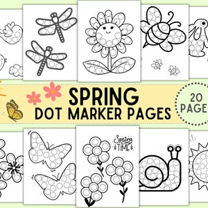 Spring Dot Marker Printable, Do A Dot Marker Coloring Preschool and Daycare Activity, Spring Coloring Page