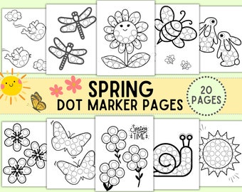 Spring Dot Marker Printable, Do A Dot Marker Coloring Preschool and Daycare Activity, Spring Coloring Page