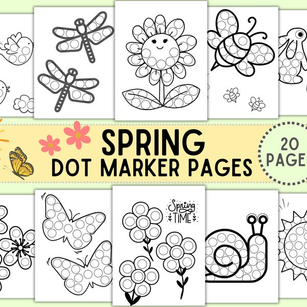 Spring Dot Marker Printable, Do A Dot Marker Coloring Preschool and Daycare Activity, Spring Coloring Page