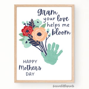 Impronta della mano per la festa della mamma per la nonna, regalo per la nonna da neonato, neonato, bambino, ricordo per la festa della mamma, fiore che sboccia