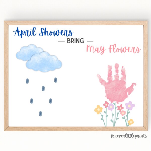 Spring Handprint Art for Kids Toddler Infant, Sprint Craft Classroom Pre K Daycare, April Showers Bring May Flowers