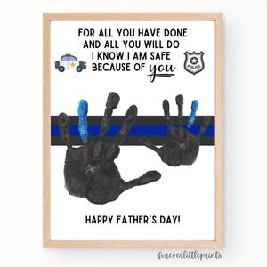 Artisanat d'empreinte de main pour la fête des pères, enseigne d'artisanat d'art d'empreinte de main de papa, cadeau pour papa de bébé, enfant en bas âge, cadeaux d'officier de police