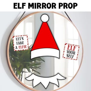 Selber Spiegel Selfie Prop, Einfache Last-Minute-Ideen, Lustige Elfen Printables, Weihnachtselfie Requisiten