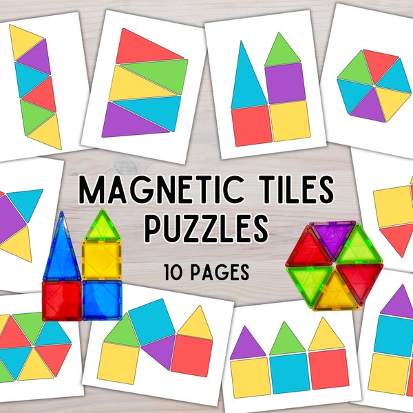 Magnetic Tiles Templates, Magnet Tile Activity Card Puzzles, Printable Toddler Activity, Activities for Kids, Toddler Learning Homeschool