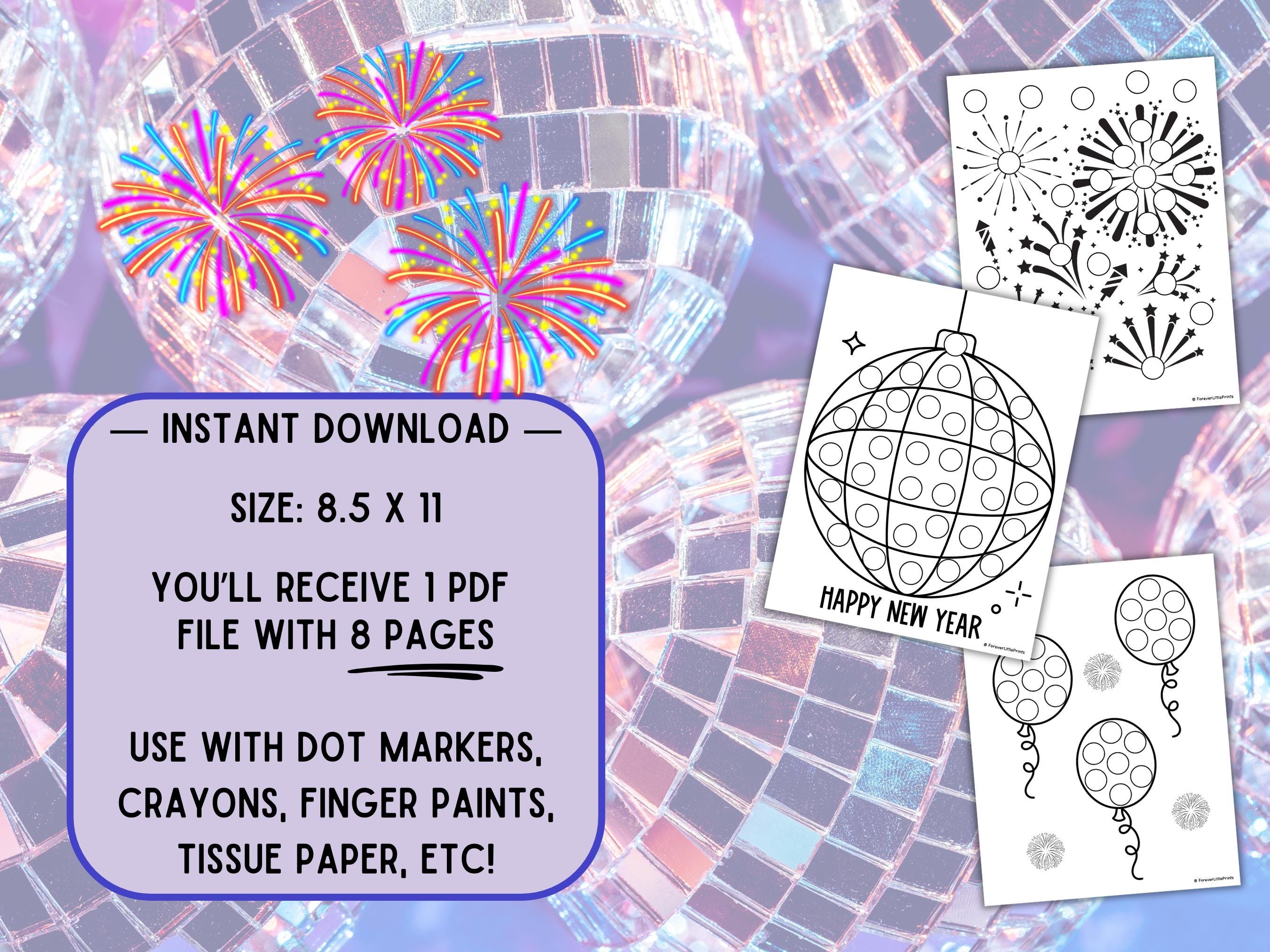 new year's dot marker printable pack 2026 nye do a dot pages