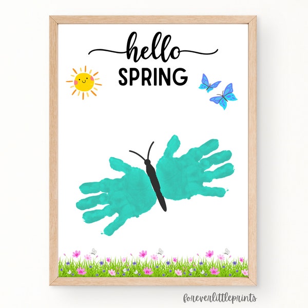 Spring Butterfly Handprint Art for Toddler Infant Kids, Sprint Craft Classroom Preschool Daycare, Hello Spring