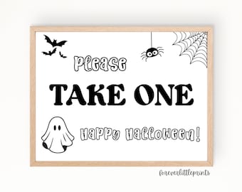 Halloween Trick or Treat Sign, Please Take One Porch Sign, Candy Bowl Trunk or Treat, Trick or Treaters Candy Instruction Flyer