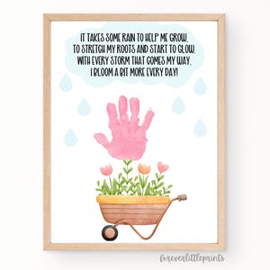 Spring Poem Handprint Art for Kids Toddler Infant, Spring Flowers Craft, Preschool Daycare Activity, April Showers bring May Flowers