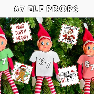 67 Shirt Elf Kostüm Printable, lustige Elf Outfit Kleidung, Weihnachtself Requisiten, Elf Zubehör für Urlaub Tradition Six Seven 6-7 Meme
