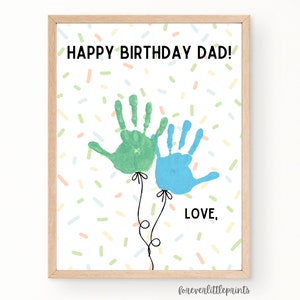 Palloncini con impronte di mani di buon compleanno papà, regalo di compleanno personalizzato da bambino, biglietto di auguri di compleanno con impronte di mani per papà
