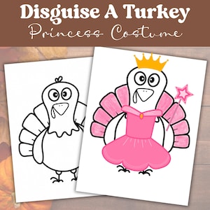 Disguise A Turkey Princess Costume Printable, Thanksgiving School Craft, Ballerina, In Disguise Outfit Preschool Homeschool Activity Project
