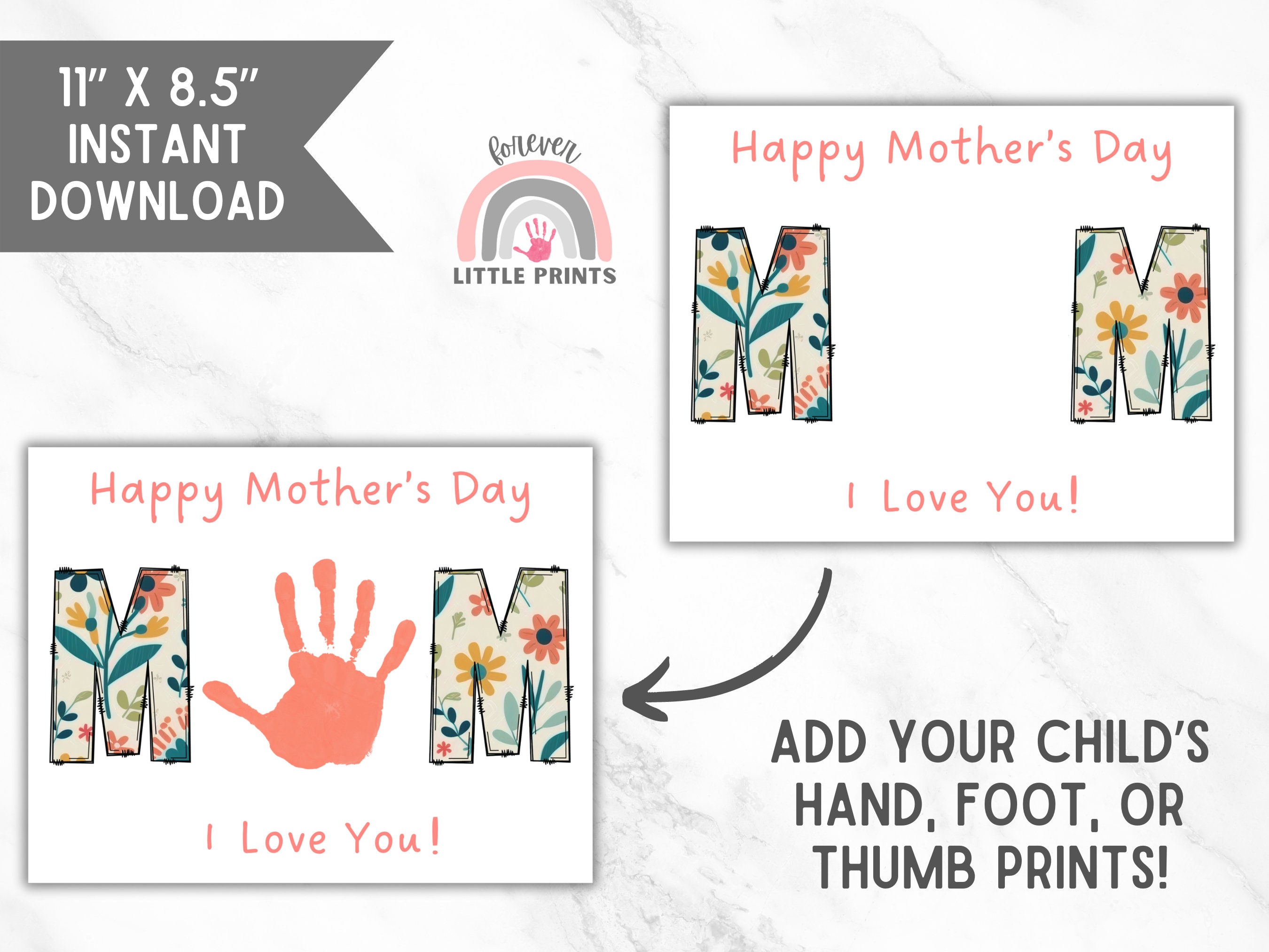 Mothers Day Handprint, Mom Handprint Art Craft Sign, Gift for Mom From ...