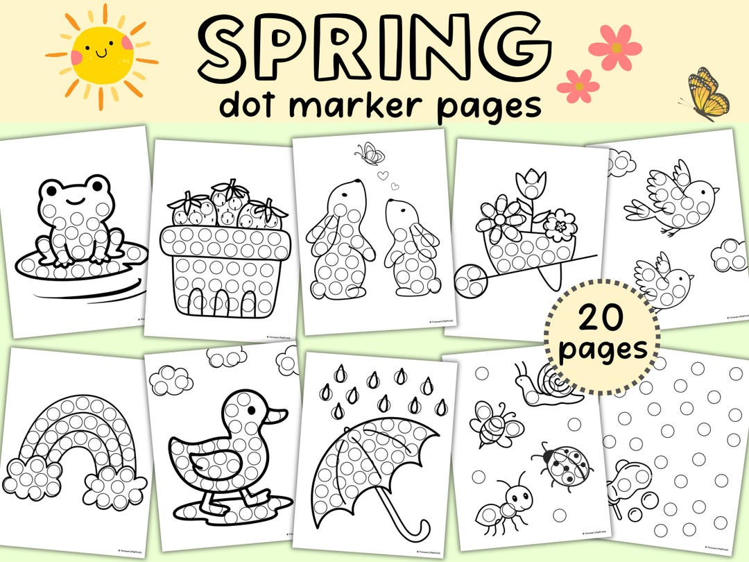 Spring Dot Marker Coloring Pages, Dot Sticker Art, Preschool and ...
