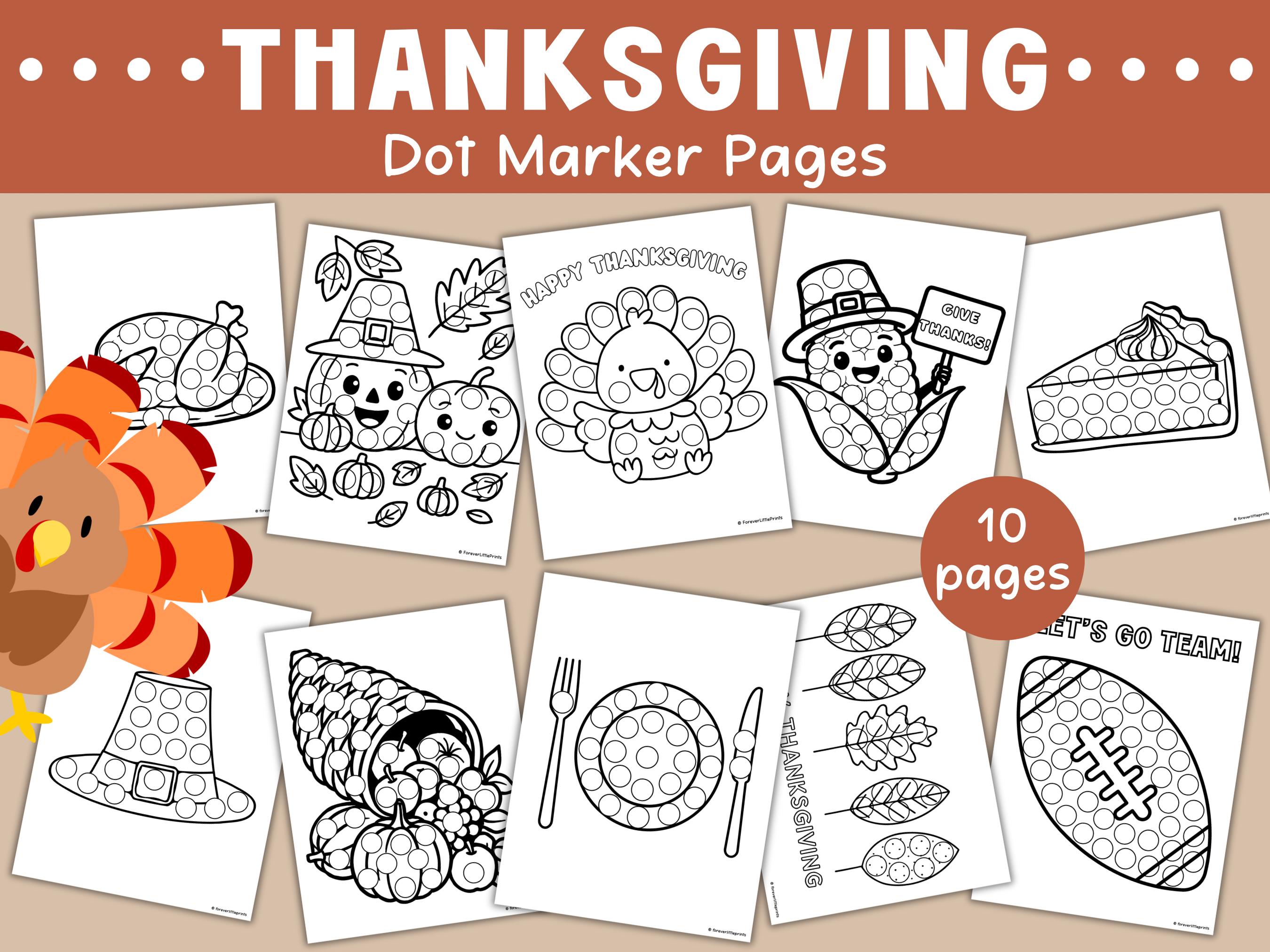 thanksgiving dot art marker printable pack, herbst-vorschul