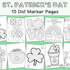 St Patrick’s Day Dot Marker Pages, Do A Dot Marker Activity Coloring Sheets, Preschool and Daycare Activity, Fine Motor Skills Activities