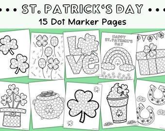 St Patrick’s Day Dot Marker Pages, Do A Dot Marker Activity Coloring Sheets, Preschool and Daycare Activity, Fine Motor Skills Activities
