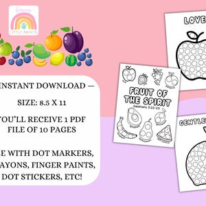 Fruit of the Spirit Dot Marker Activity Pages Sunday School Bible Do A Dot Marker Jesus Coloring Sheets Preschool Church Craft Religious image 2