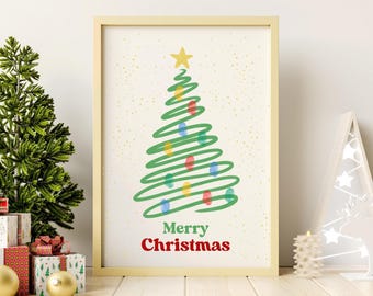 Christmas Tree Fingerprint Art for Baby Kids Toddler, Christmas Lights Thumbprint Keepsake, Daycare Preschool Craft Holiday Decor