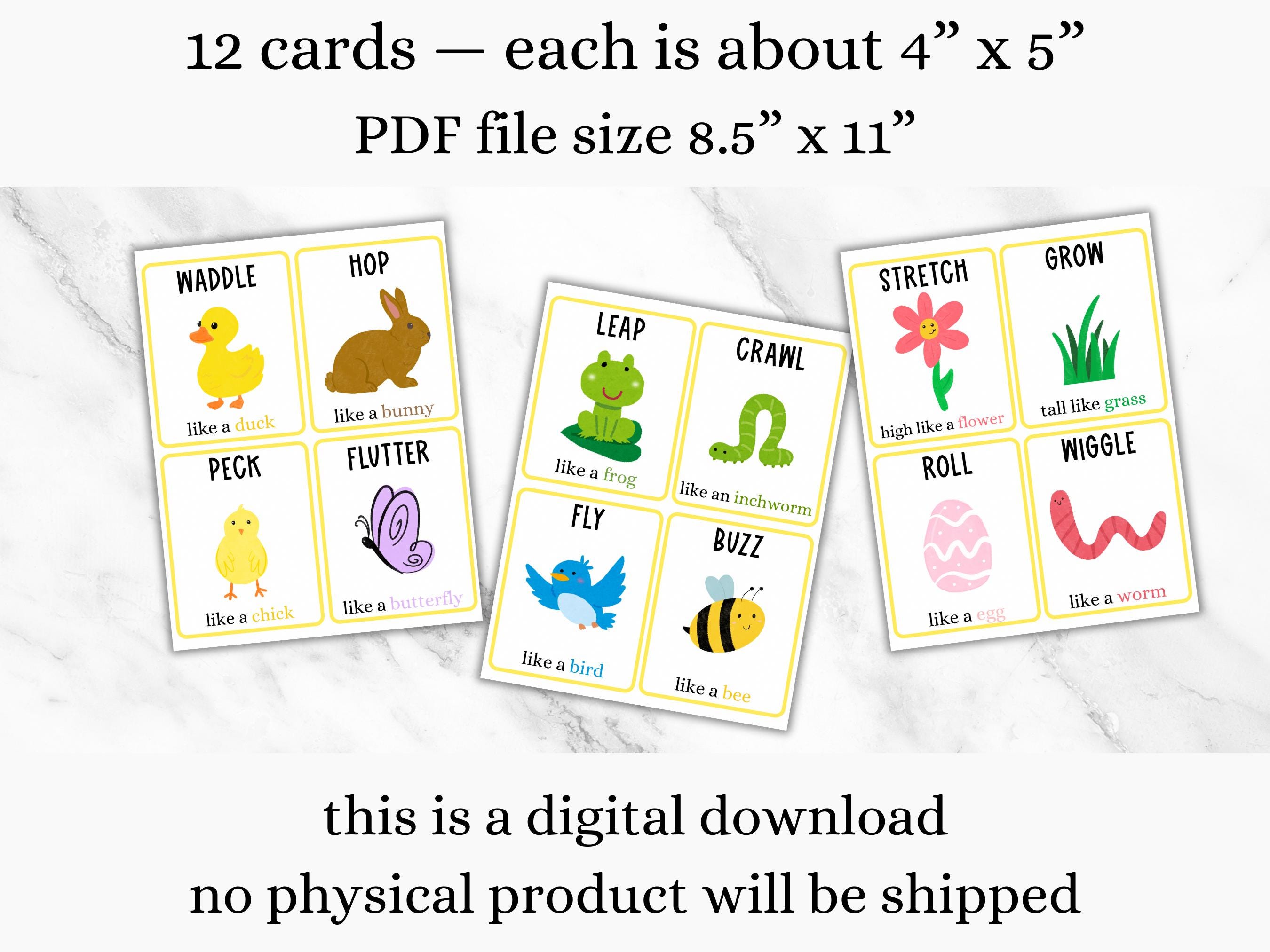 Spring Movement Cards, Spring Activity, Kids Action Cards Printable ...