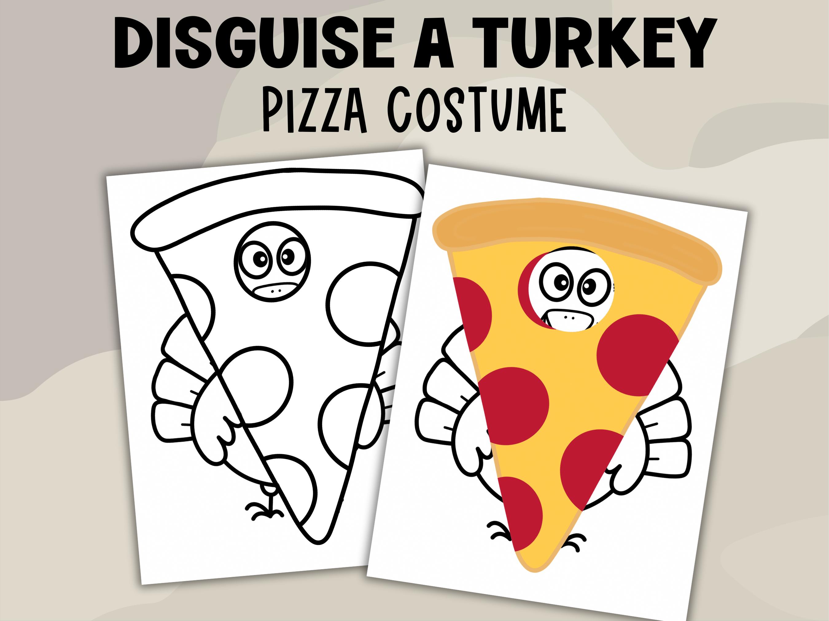 disguise a turkey pizza costume printable, thanksgiving school