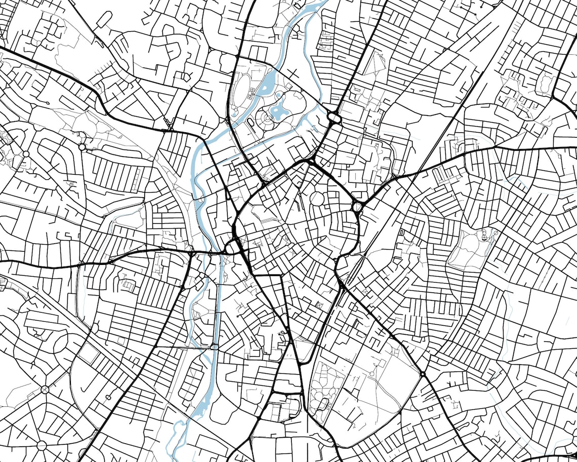 Personalised A3 Road Map Print With Paths Rivers and Cycle - Etsy