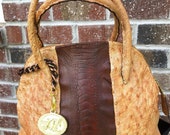 Genuine Ostrich Skin Handbag - Large