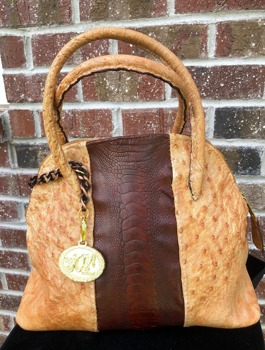 Men's Casual Style Authentic Ostrich Skin Business Travel Duffle Bags main image 1