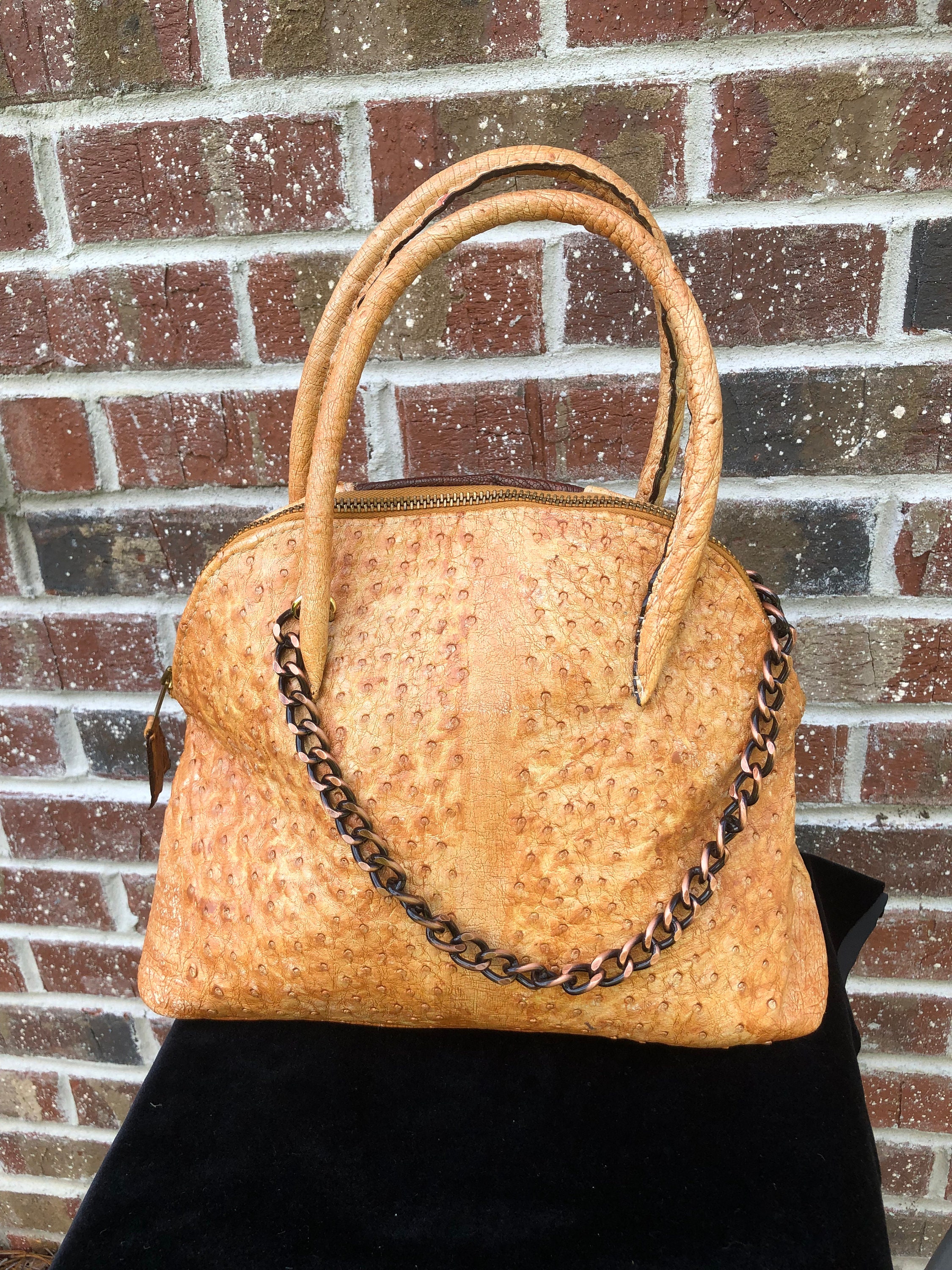 Genuine Ostrich Skin Handbag Large Etsy Israel