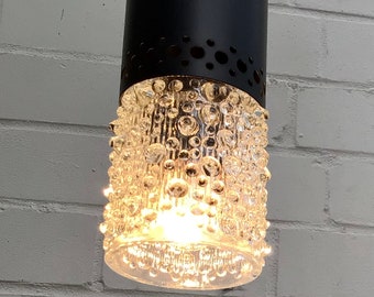 black 70s bubble glass pendant light vintage GDR Lengefeld light lamp