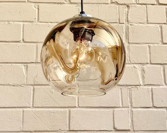 Ice glass Murano glass 70s MCM smoked glass lamp vintage pendant light