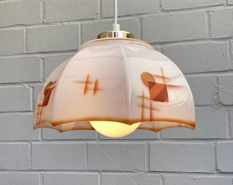 Art Deco Spritzdecor hanglamp uit de jaren 20/30 | Glas & messing