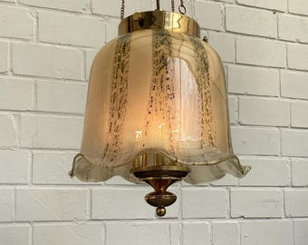 Large green floral 80s ceiling light, lamp, pendant light